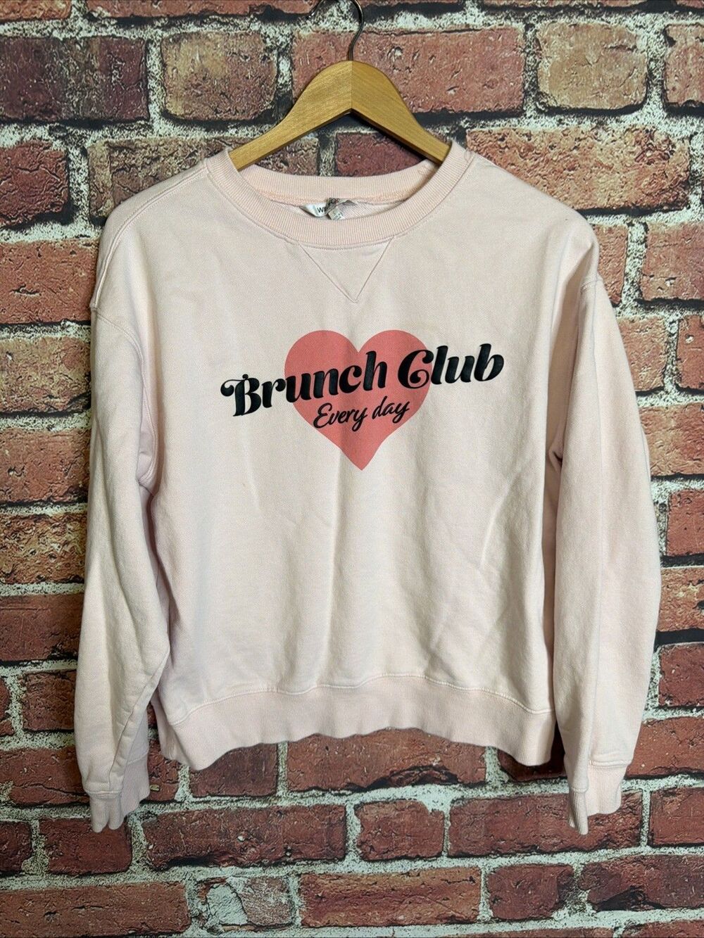 Wildfox Sweatshirt Womens Small Pink Brunch Club Heart Graphic Pullover Crewneck